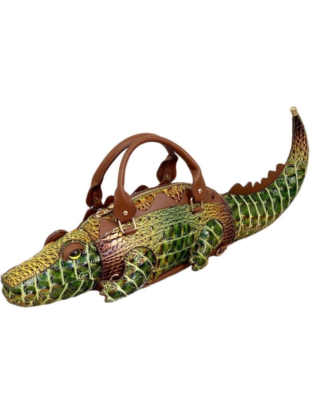 Unique 3D Crocodile Shape Handbag - PU Leather Crossbody Purse with Removable